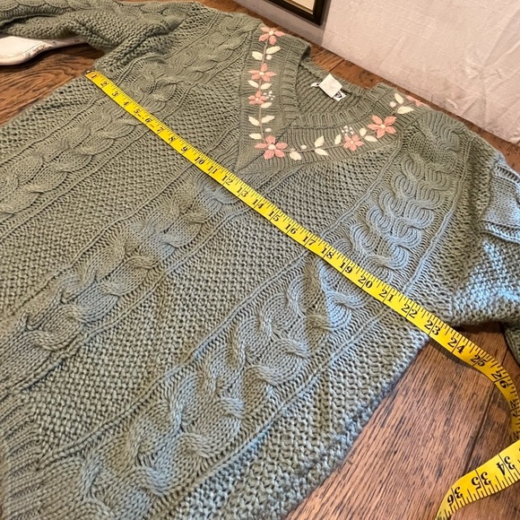 ❣️💚 SENTIMENTS Size 40 – Vintage green embroidered sweater - Picture 9 of 10